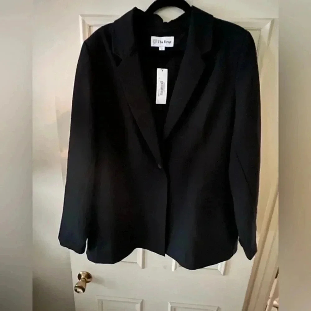 Brand New The Drop Women’s Blake Long Blazer .. Size 2x -Black - Picture 2 of 3